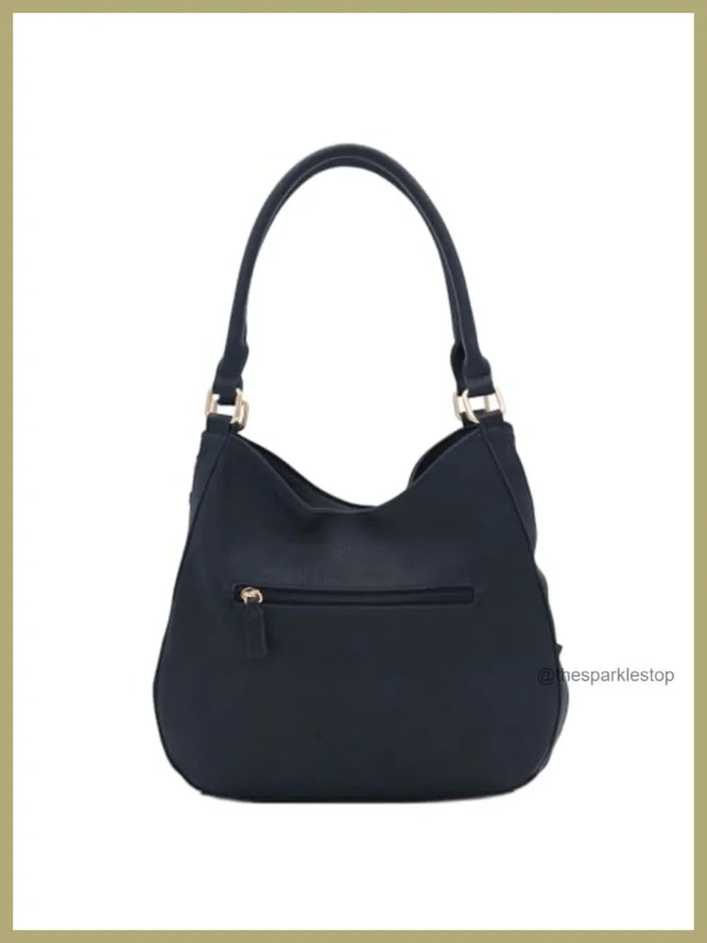 Faux Leather 3 Compartment Hobo Shoulder Bag with Top Handles